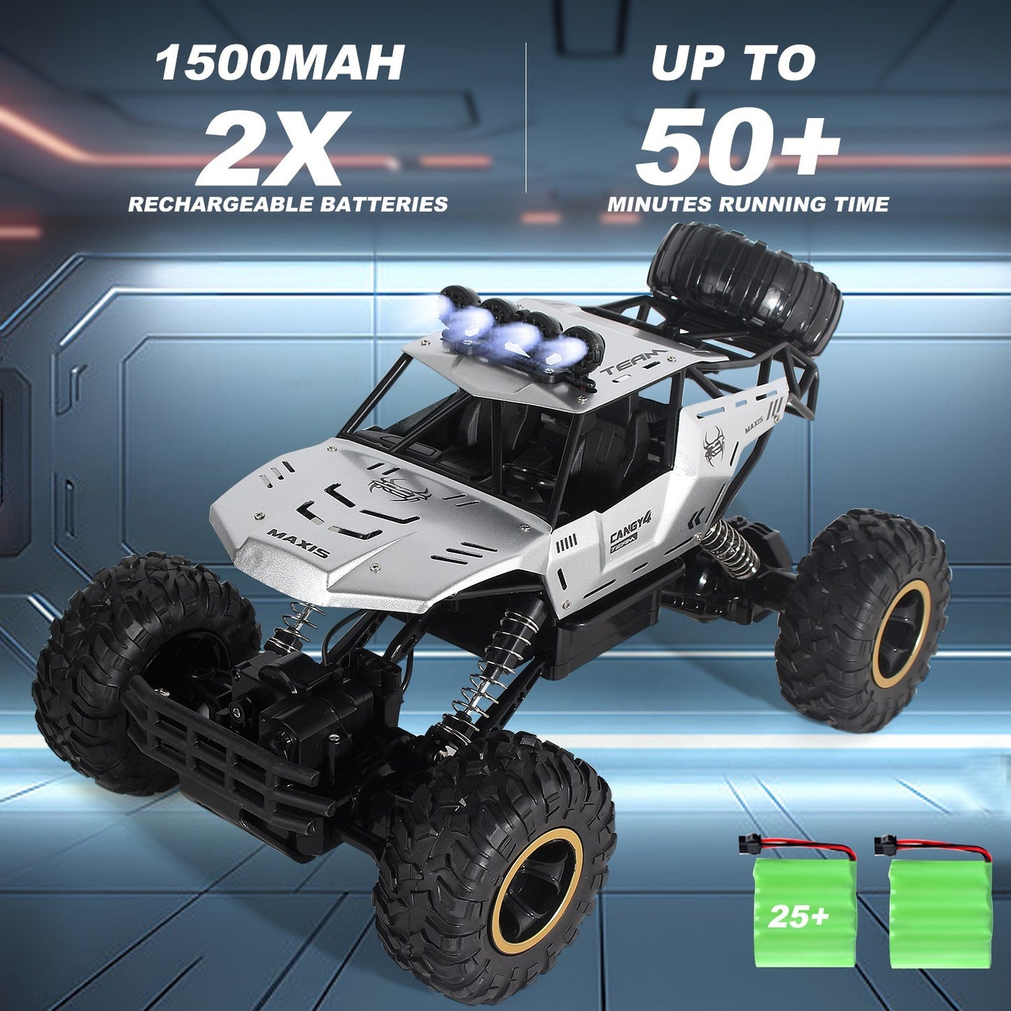 1:12 Scale 4WD Remote Control Monster Truck Toy with Two Rechargeable Batteries for Boys and Girls