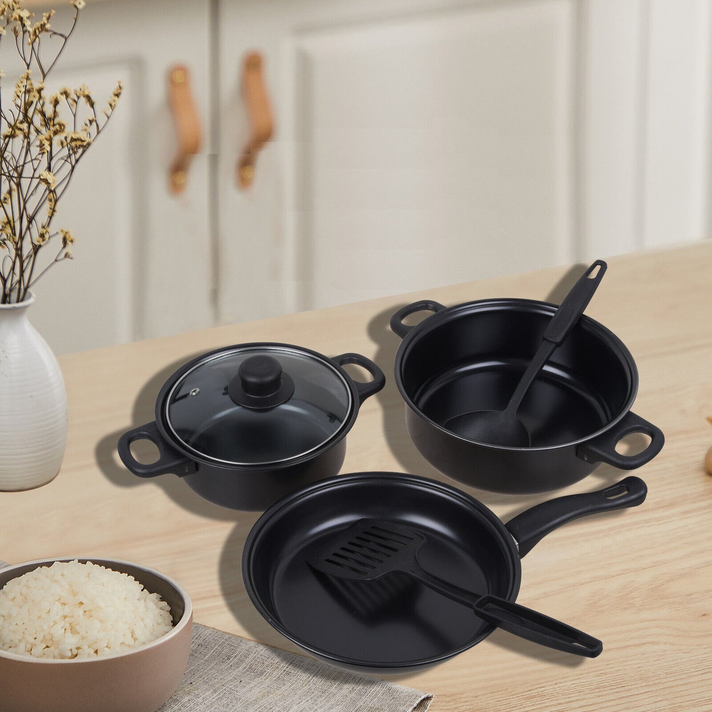 13 Piece Cookware Set Including Casserole Frying Pan and Saucepans