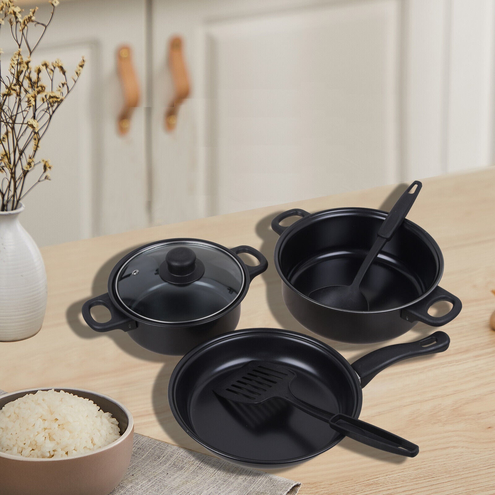 13 Piece Cookware Set Including Casserole Frying Pan and Saucepans