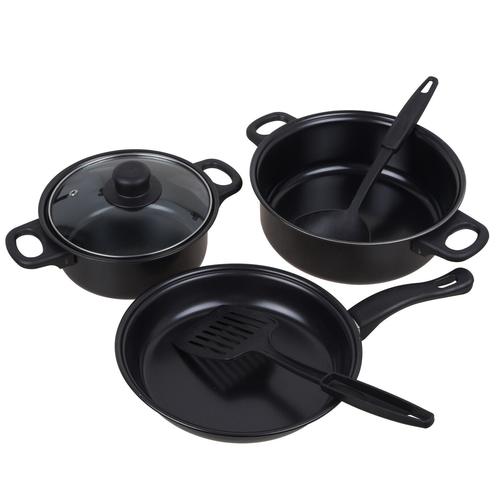 Durable Non Stick Cooking Pot Set with Glass Lids for Modern Kitchens