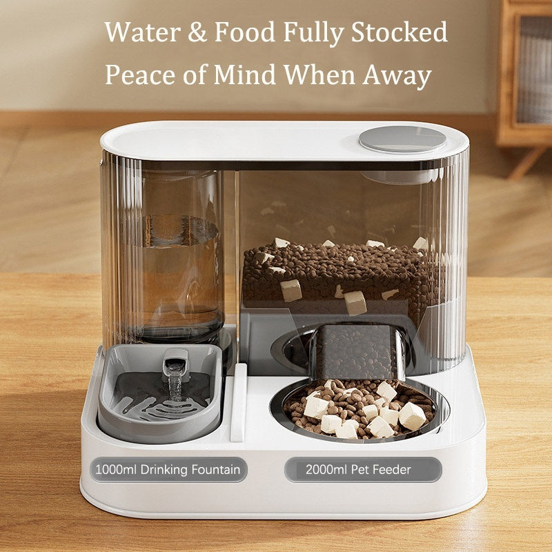 2-in-1 Automatic Pet Feeder & Water Dispenser for Cats & Dogs with Gravity Feeding System