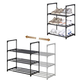 3 Tier Extendable Metal Shoe Rack Storage Organiser for 10 Pairs Space Saving Shoe Storage