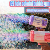 Rocket Bubble Gun Toy – 69 Holes Automatic Bubble Blower for Kids