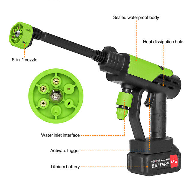 4000W Cordless Pressure Washer with 2 Batteries and 6-in-1 Nozzle for Car Washing
