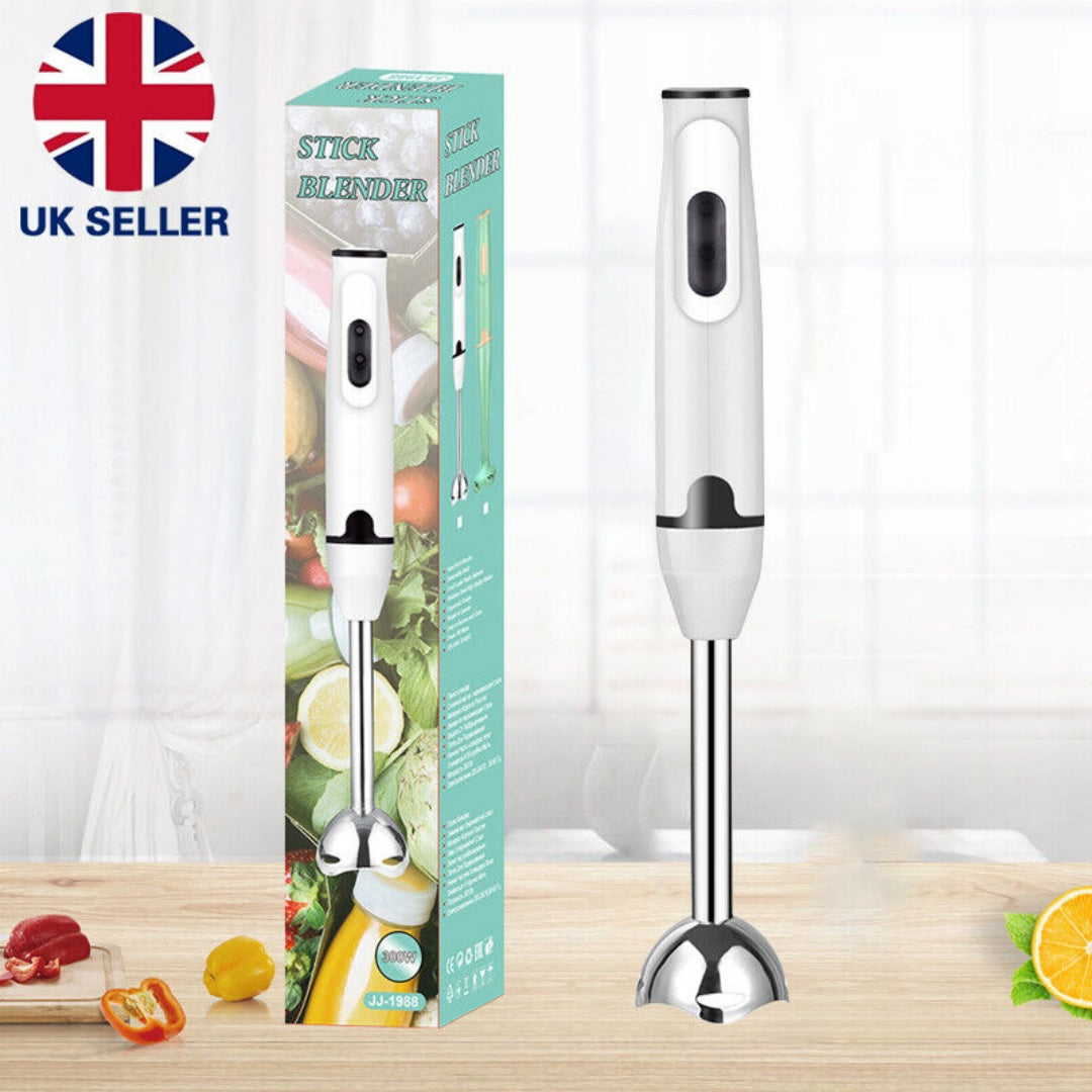 400W Electric Hand Blender Stick Mixer with Stainless Steel Blade for Smoothies, Soups & Baby Food