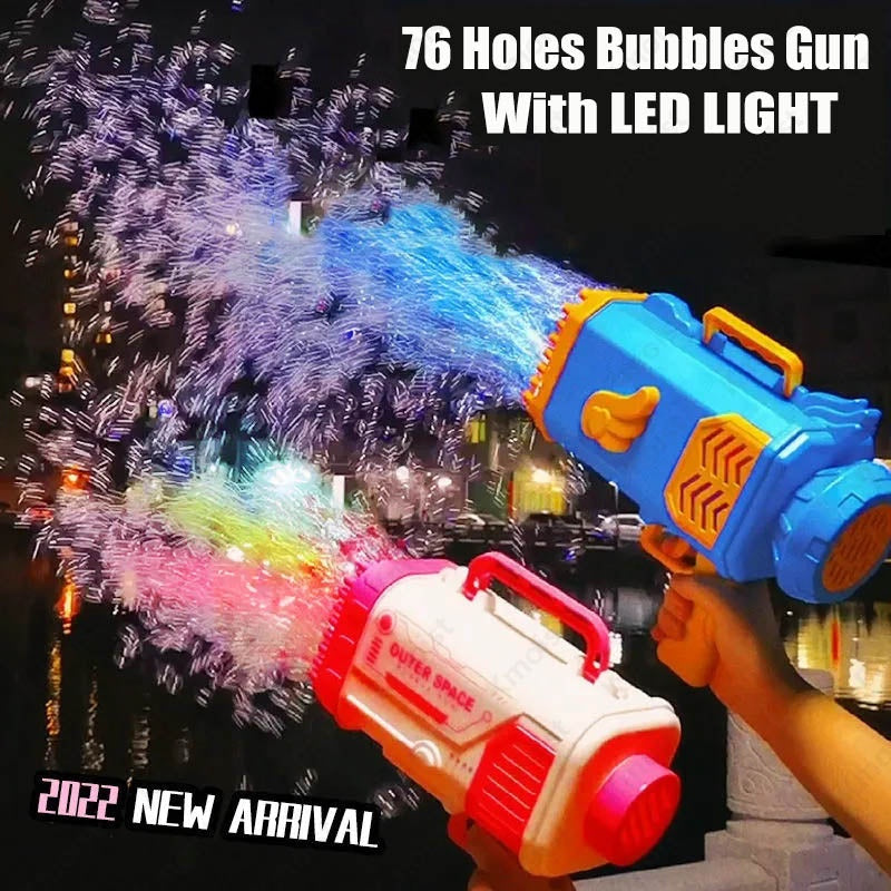 Rocket Bubble Gun Toy – 69 Holes Automatic Bubble Blower for Kids