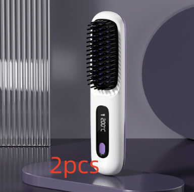 2-in-1 Hair Straightener & Comb – Portable USB Hot Hair Curler