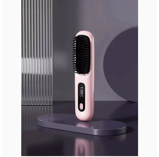 2-in-1 Hair Straightener & Comb – Portable USB Hot Hair Curler