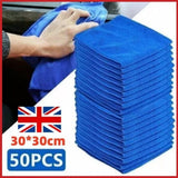 50 Pack Large Microfibre Cleaning Cloths 30x30cm Car Detailing Towels for washing, drying and polishing vehicles.