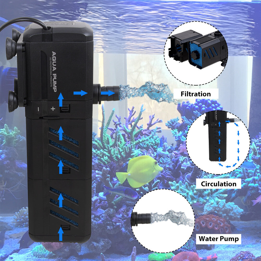 500L/H submersible aquarium water filter pump for clean and clear fish tank water