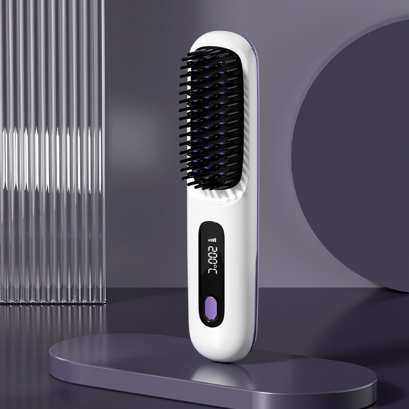 2-in-1 Hair Straightener & Comb – Portable USB Hot Hair Curler