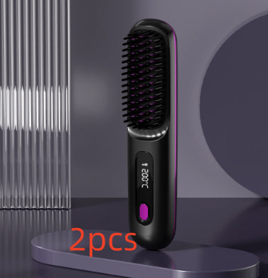 2-in-1 Hair Straightener & Comb – Portable USB Hot Hair Curler