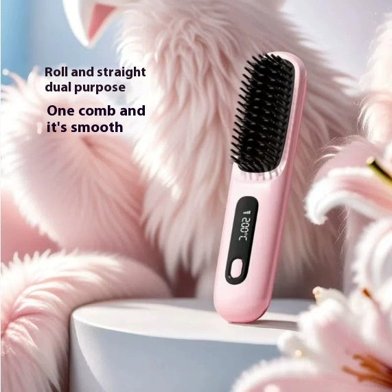 2-in-1 Hair Straightener & Comb – Portable USB Hot Hair Curler