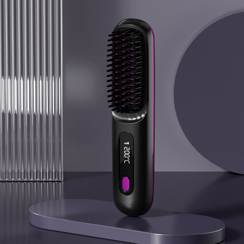 2-in-1 Hair Straightener & Comb – Portable USB Hot Hair Curler