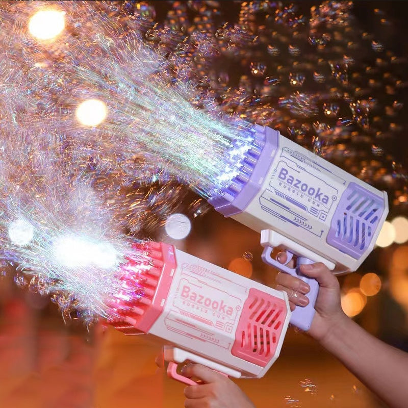 Rocket Bubble Gun Toy – 69 Holes Automatic Bubble Blower for Kids
