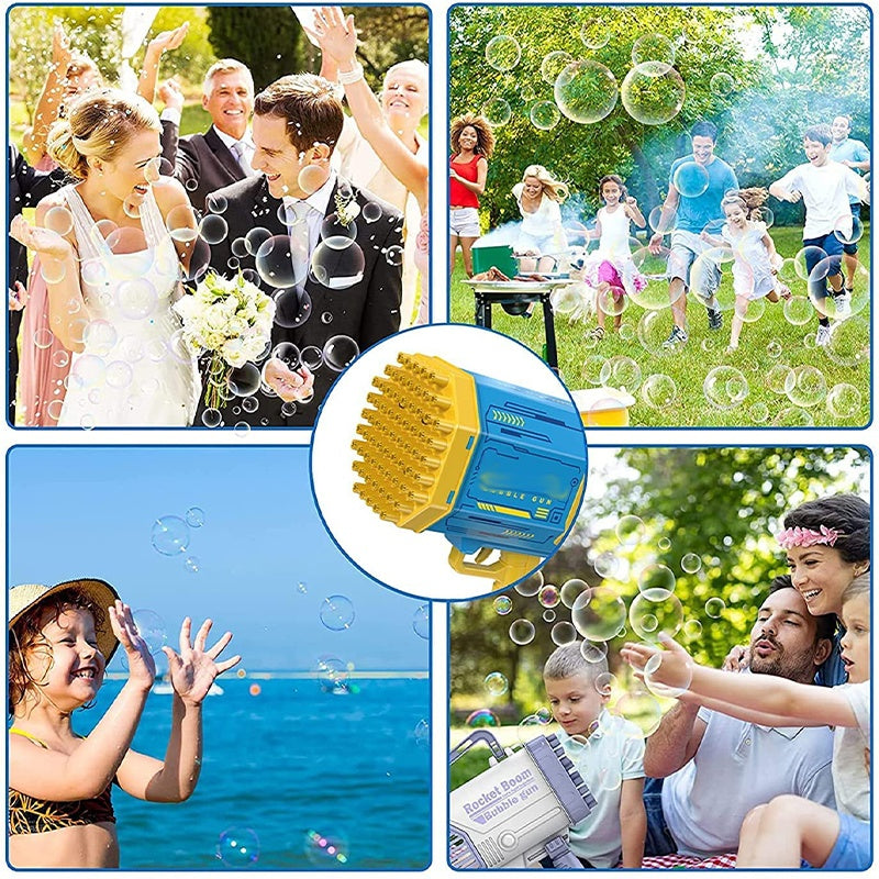 Rocket Bubble Gun Toy – 69 Holes Automatic Bubble Blower for Kids