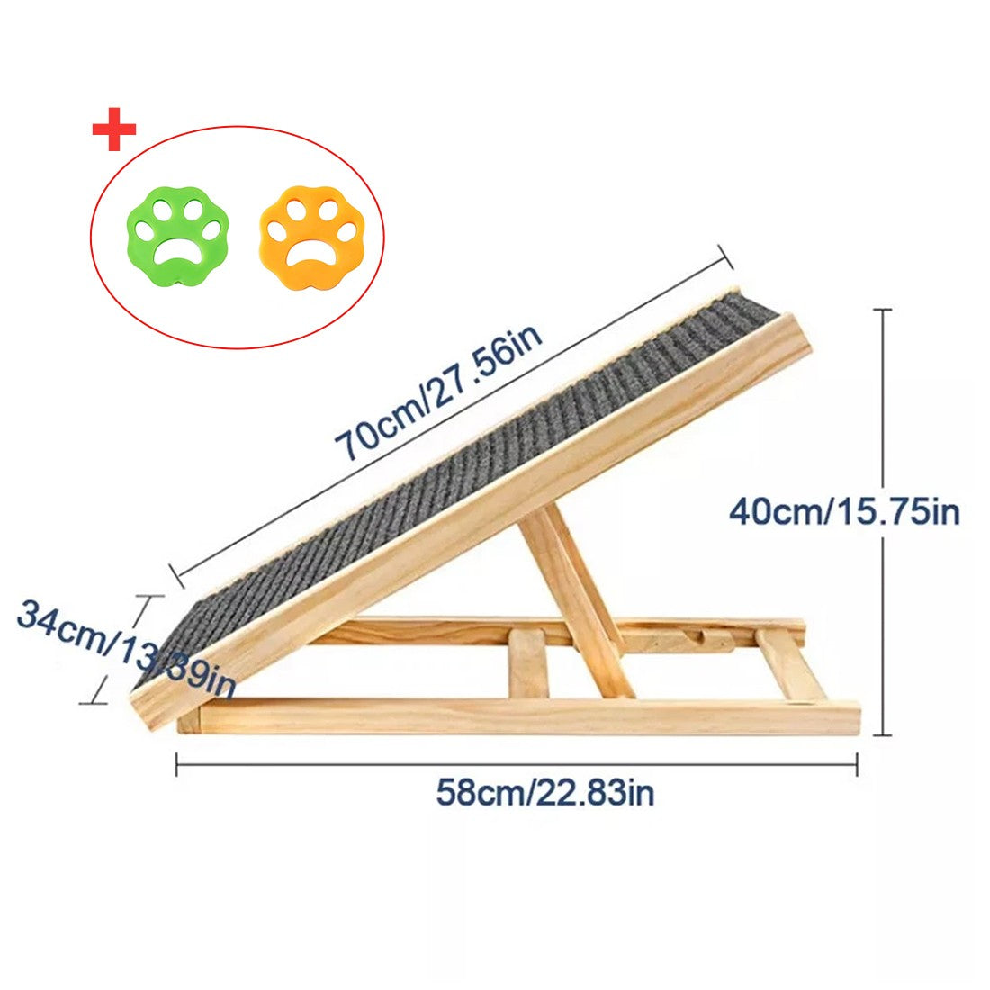 Adjustable Foldable Wooden Dog Ramp with Non-Slip Surface for Car, Bed & Sofa – Portable Pet Ramp for Large & Small Dogs