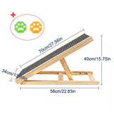 Adjustable Foldable Wooden Dog Ramp with Non-Slip Surface for Car, Bed & Sofa – Portable Pet Ramp for Large & Small Dogs