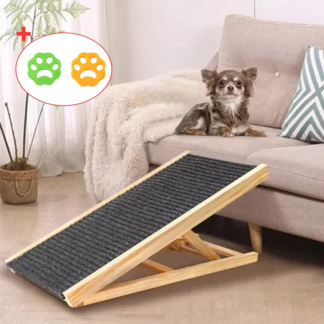 Adjustable Pet Ramp for Dogs & Cats – Foldable Wooden Ramp for Easy Indoor & Outdoor Access