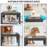 Foldable Adjustable Raised Dog Feeding Station with Double Stainless Steel Pet Bowls