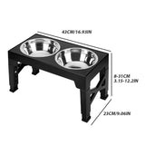 Adjustable Elevated Dog Bowl Stand with Stainless Steel Double Feeding Bowls