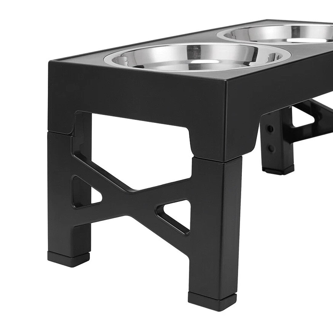 Black Adjustable Raised Dog Feeding Station with Removable Stainless Steel Bowls