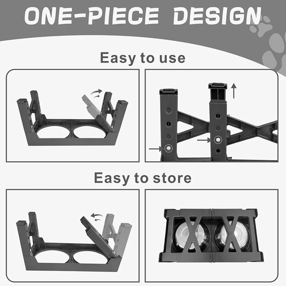 Double Stainless Steel Raised Dog Feeding Station for Medium and Large Breed Dogs