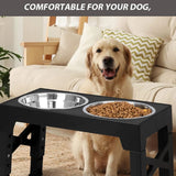 Adjustable Raised Pet Feeding Station with Foldable Legs and Stainless Steel Double Bowls