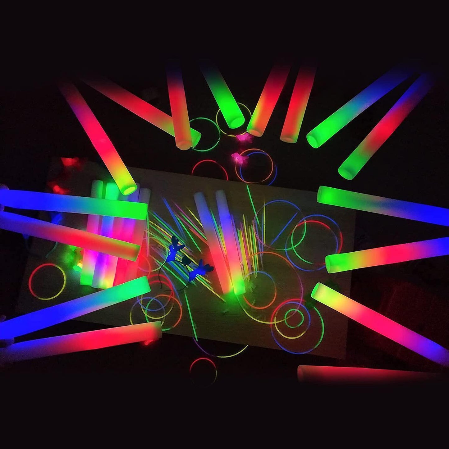 Battery Powered LED Glow Sticks with Flashing Lights for Kids & Adults Party Supplies