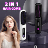 2-in-1 Hair Straightener & Comb – Portable USB Hot Hair Curler
