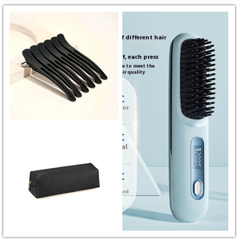 2-in-1 Hair Straightener & Comb – Portable USB Hot Hair Curler