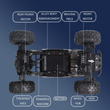 Electric 4WD RC Monster Truck with Big Wheels Shock Absorbers and 2 Batteries for Extreme Racing