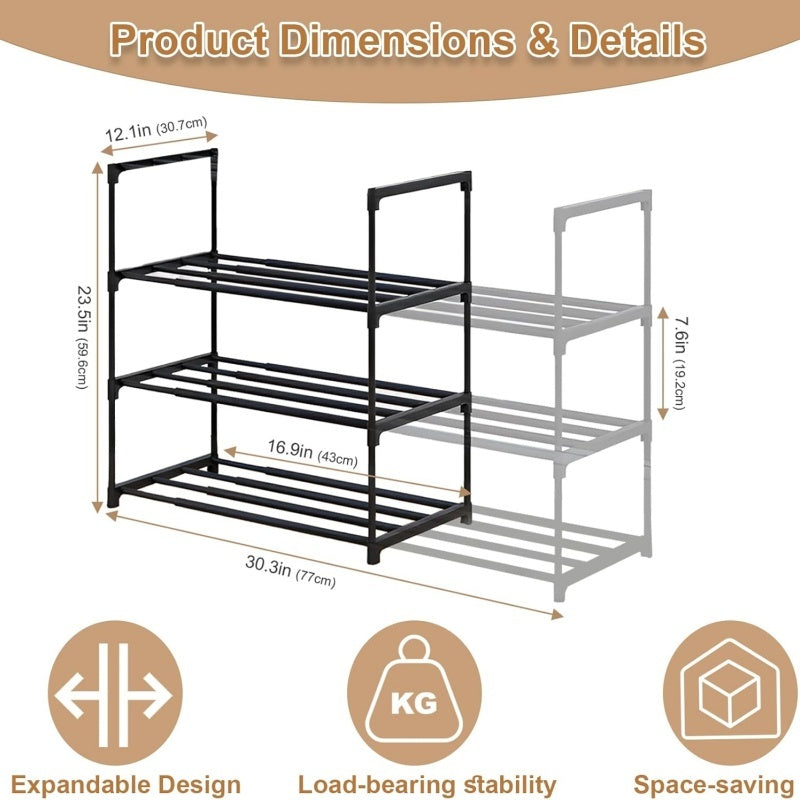 Extendable Shoe Rack for 10 Pairs Durable Metal Shoe Organizer Storage Solution