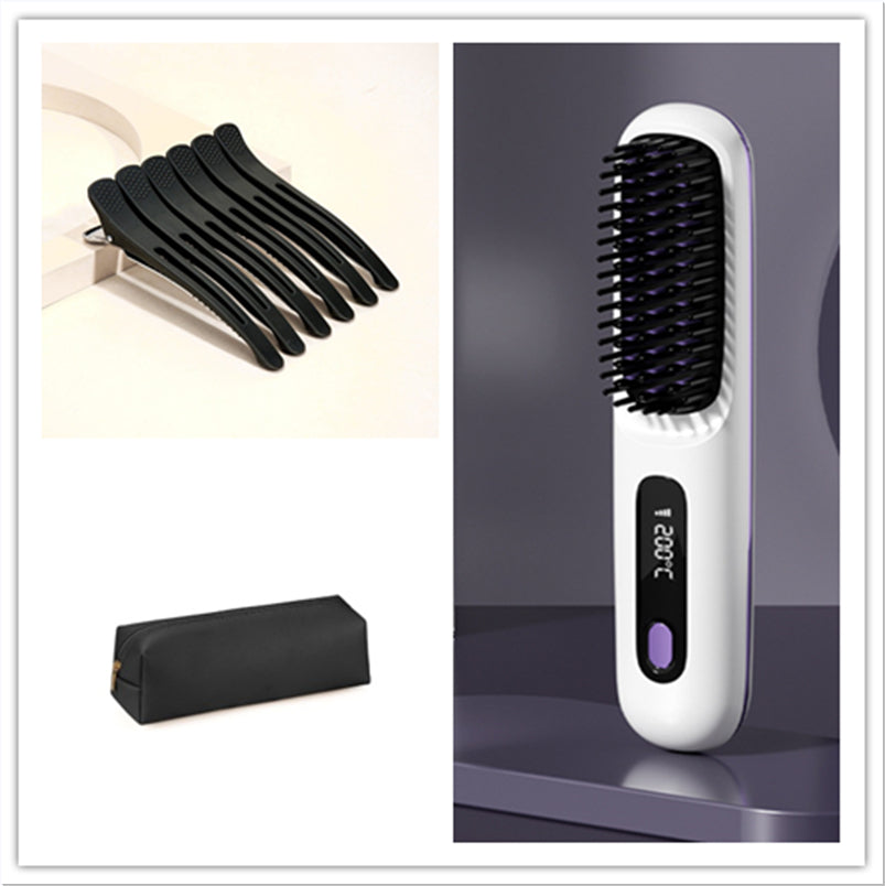 2-in-1 Hair Straightener & Comb – Portable USB Hot Hair Curler