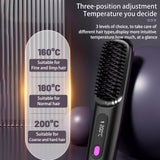 2-in-1 Hair Straightener & Comb – Portable USB Hot Hair Curler