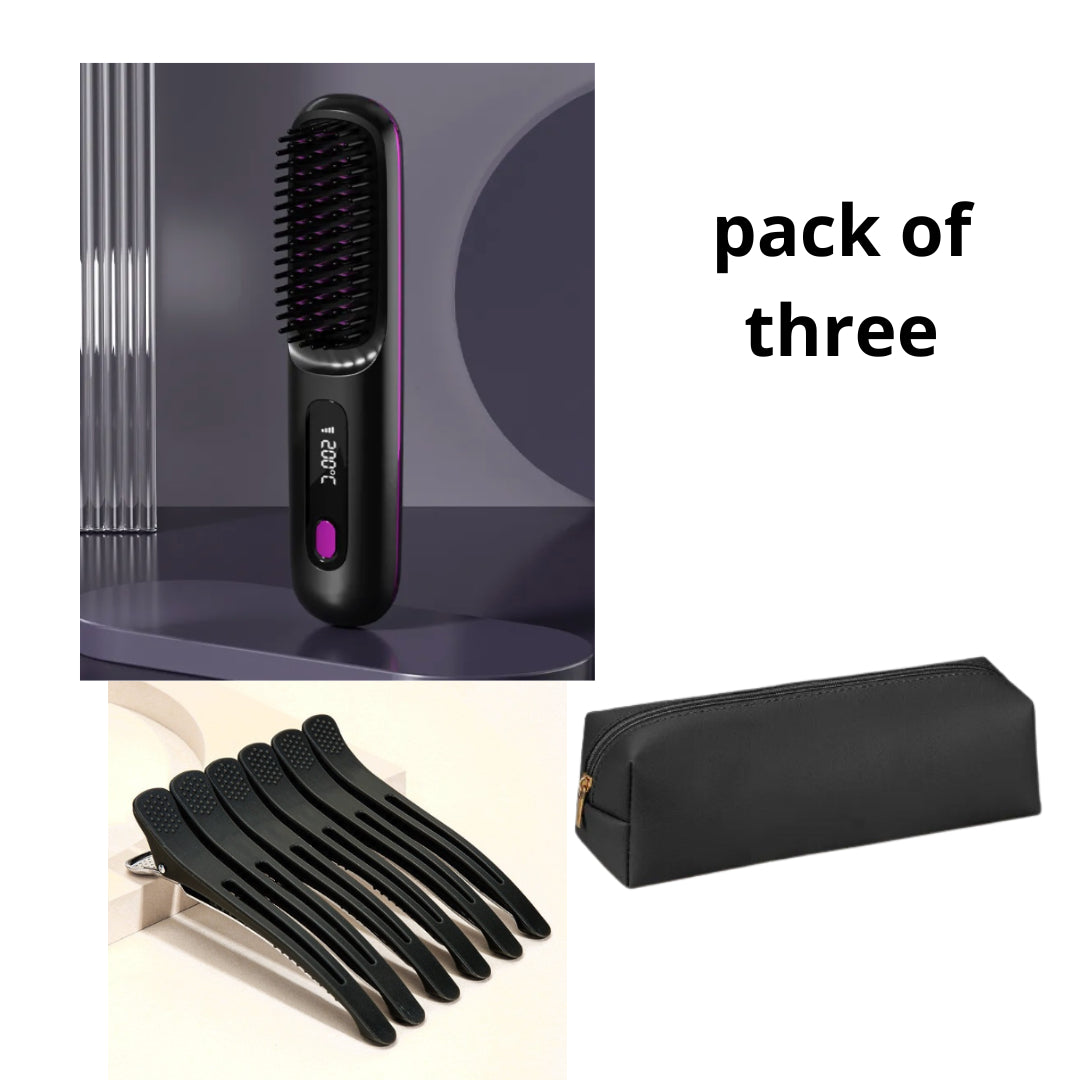 2-in-1 Hair Straightener & Comb – Portable USB Hot Hair Curler