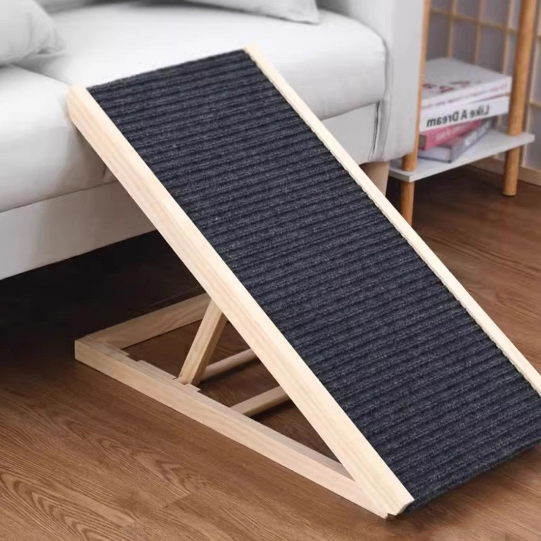 Foldable Wooden Pet Ramp for Car & SUV with Non-Slip Walking Surface for Dogs
