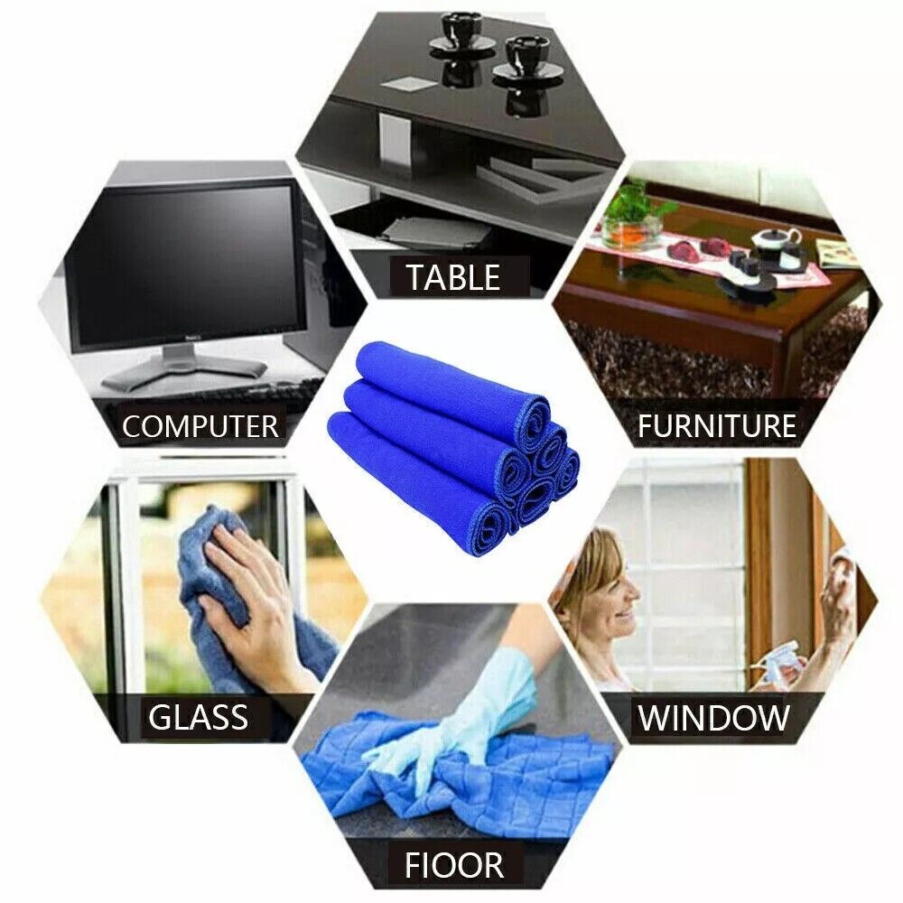 Reusable 50 Pack Large Microfibre Cleaning Cloths 30x30cm Car Detailing Towels for glass, metal and plastic surfaces.