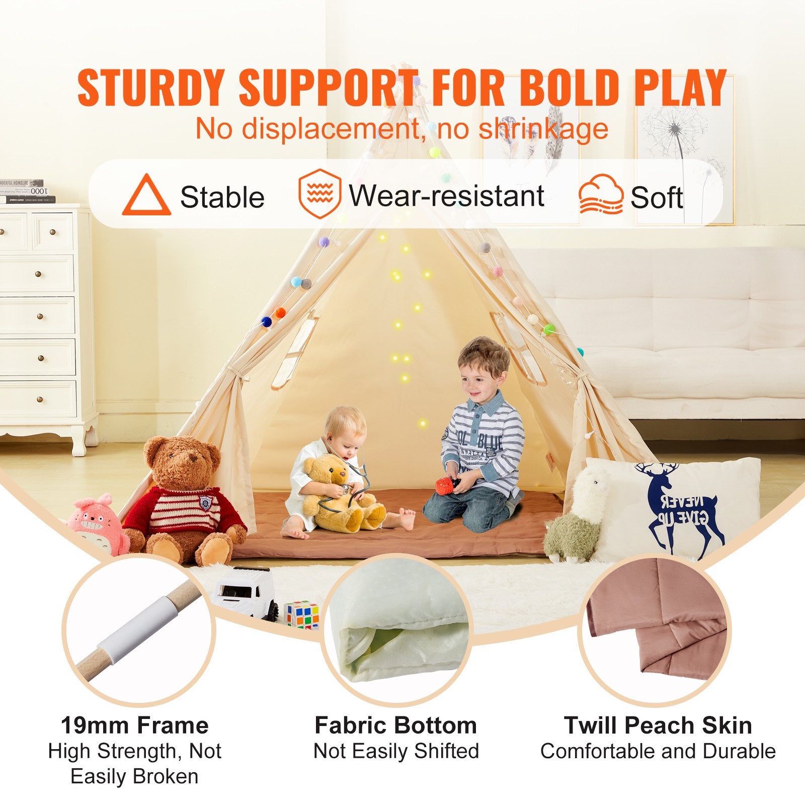 Kids Teepee Tent with Window, Modern Play Tent for Toddlers, Boys and Girls