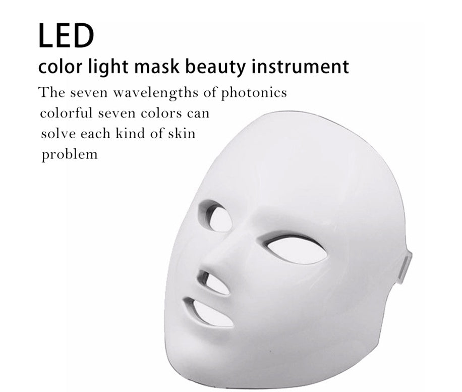 LED facial mask with 7 color light therapy for smoother, brighter, and healthier-looking skin