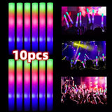 10PCS LED Foam Glow Sticks Flashing Light-Up Wands for Parties, Weddings, Concerts & Events