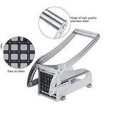 Manual Stainless Steel French Fry Maker with 2 Interchangeable Potato Cutting Blades