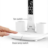 Multifunction LED Desk Lamp with Fan, Clock and USB Rechargeable Touch Light