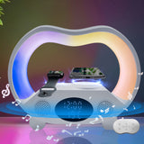Multifunction bedside lamp combining lighting, charging, speaker, and clock