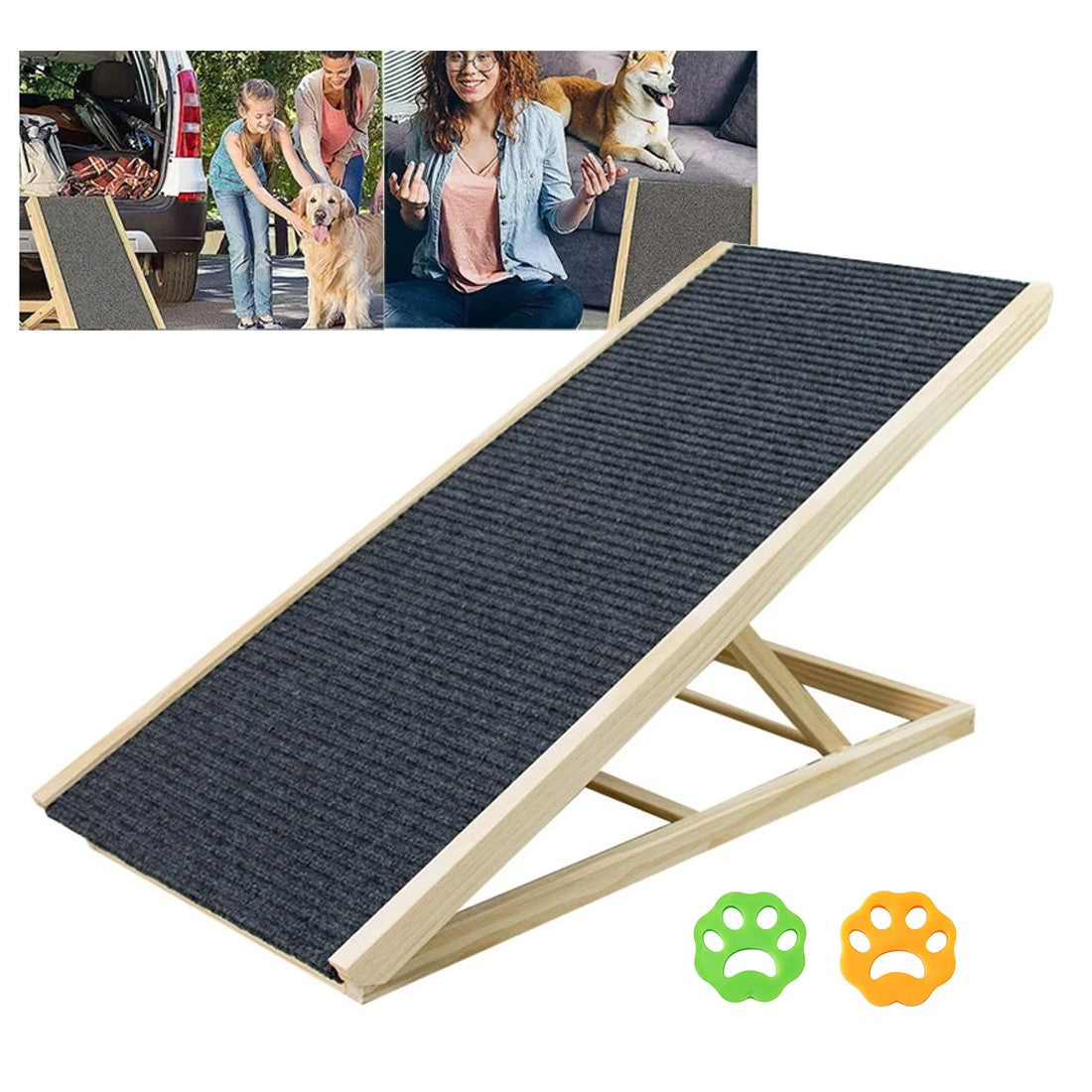 Non-Slip Wooden Pet Ramp for Elderly Dogs with Joint Support for Bed, Sofa & Car