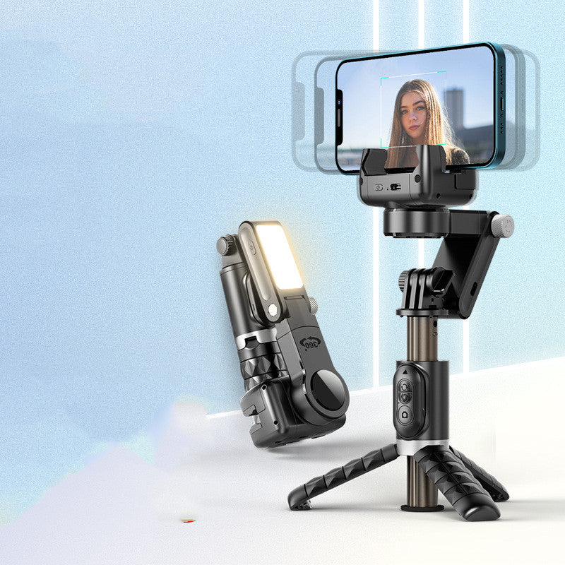 Portable Phone Gimbal Selfie Stick with Anti-Shake Stabilization and LED Fill Light for iPhone & Android