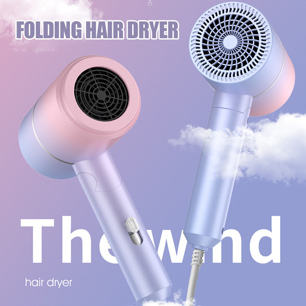 Professional Hair Dryer with UK Adapter and Multiple Heat Settings