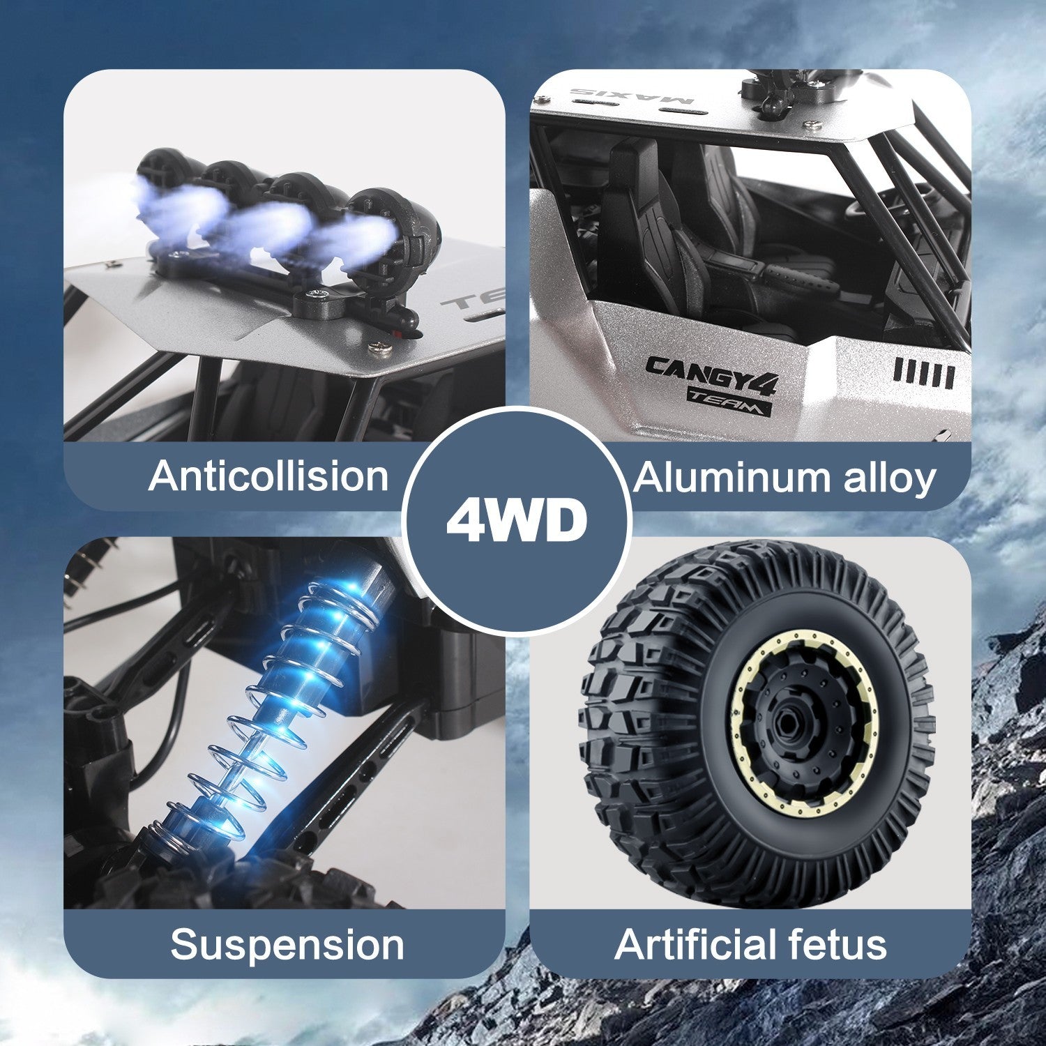 RC Monster Truck with 2 Rechargeable Batteries Heavy Duty Off Road Remote Control Vehicle