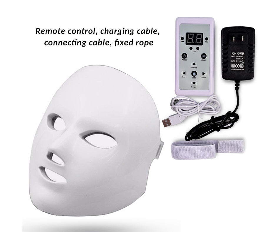 Rechargeable 7 colour LED face mask for professional skincare treatment at home