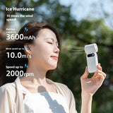 USB rechargeable handheld cooling fan with 3600mAh battery in dark grey
